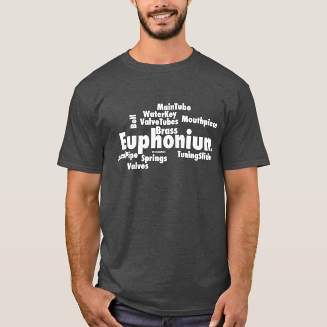 Euphonium Word Cloud White Text T-Shirt (Front)