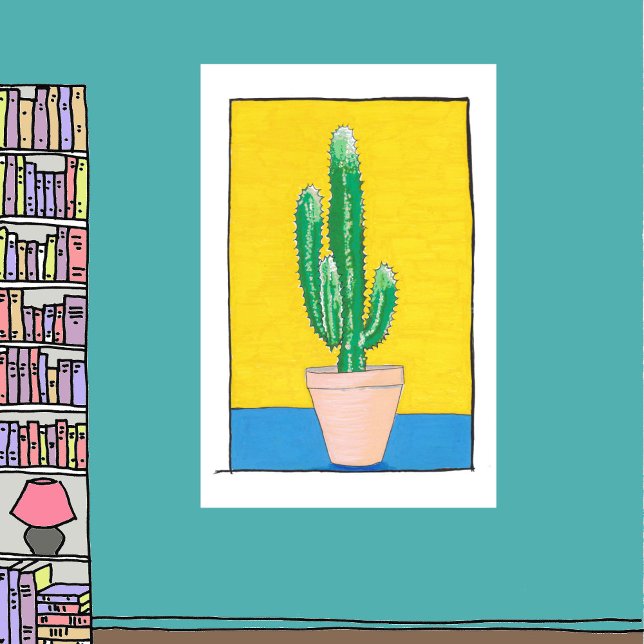Euphorbia Cactus drawing, simple, modern, quirky Poster (Creator Uploaded)