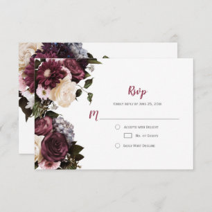 Euphoria Boho Burgundy Pink White Floral RSVP  