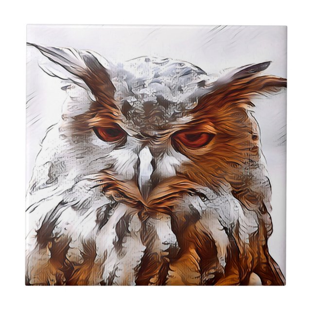 Eurasian eagle-owl digitally ceramic tile (Front)