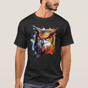 Eurasian Eagle Owl Owls Lover Colourful Splash Art T-Shirt