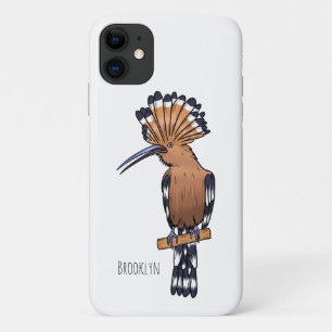Eurasian hoopoe bird cartoon illustration iPhone 11 case