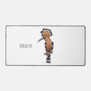 Eurasian hoopoe bird cartoon illustration desk mat