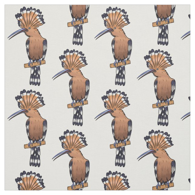 Eurasian hoopoe bird cartoon illustration fabric (Swatch)