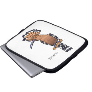 Eurasian hoopoe bird cartoon illustration laptop sleeve