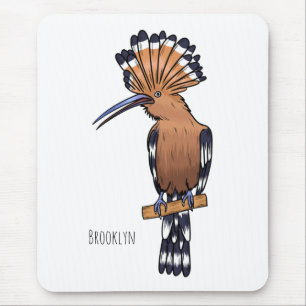 Eurasian hoopoe bird cartoon illustration mouse pad