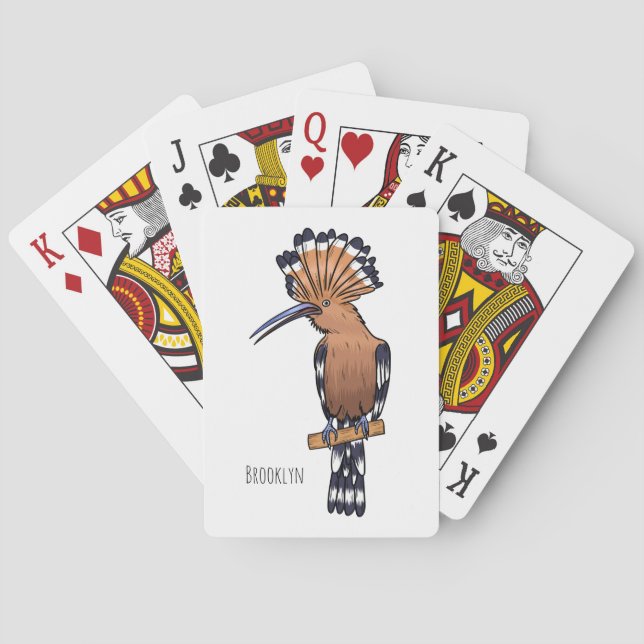 Eurasian hoopoe bird cartoon illustration playing cards (Back)