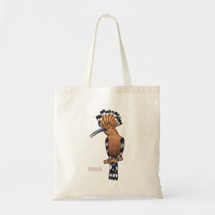 Eurasian hoopoe bird cartoon illustration tote bag