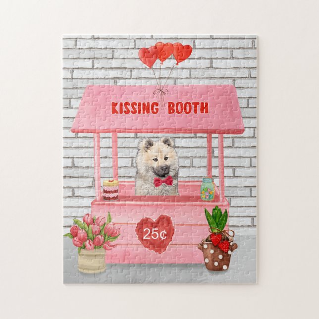 Eurasier Dog Valentine's Day Kissing Booth Jigsaw Puzzle (Vertical)