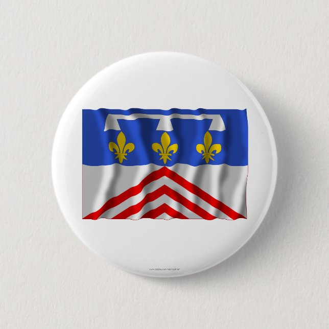Eure-et-Loir waving flag 6 Cm Round Badge (Front)