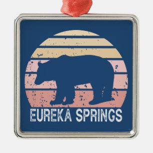 Eureka Springs Arkansas Retro Bear Metal Ornament