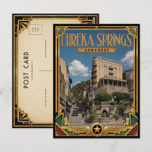 Eureka Springs Arkansas Vintage Art Deco Golden Ag Postcard