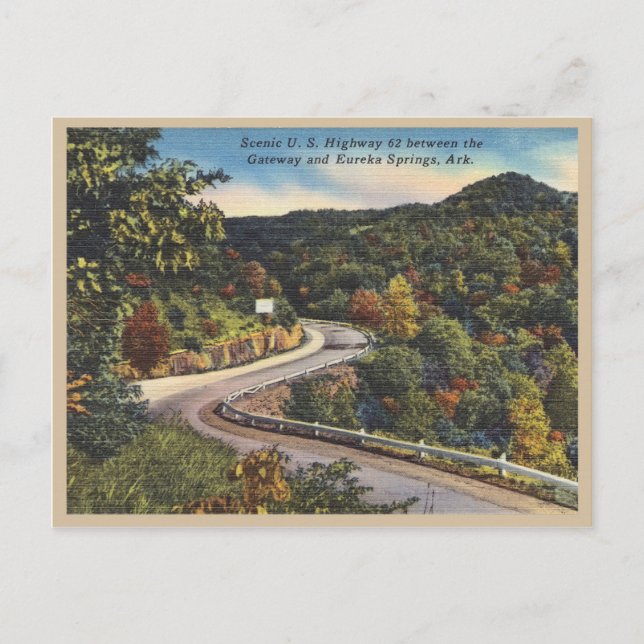 Eureka Springs Arkansas vintage Highway Scene Postcard (Front)