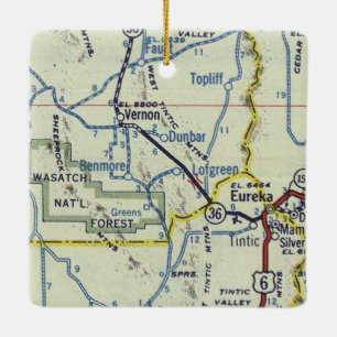 Eureka Utah Retro Map Ceramic Ornament