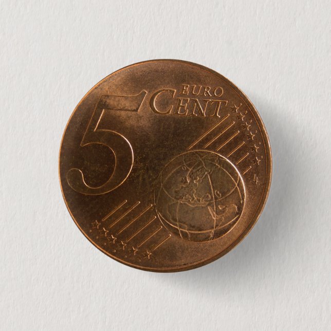 Euro 5 Cent Money Coin 3 Cm Round Badge (Front)