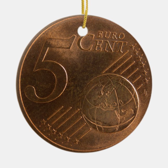 Euro 5 Cent Money Coin Ceramic Ornament (Front)