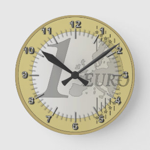 Euro coin round clock