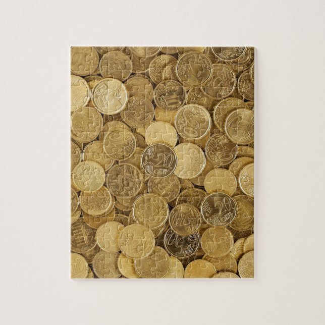 Euro Coins Currency Money Yellow Market Europe Jigsaw Puzzle (Vertical)