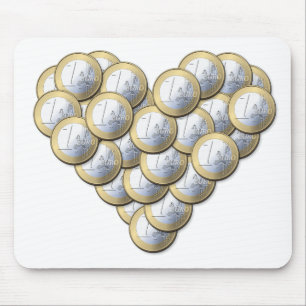 Euro Coins - heart pattern - mousepad