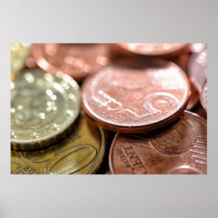 Euro coins under sunlight poster