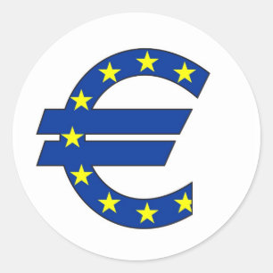 euro currency symbol money sign classic round sticker