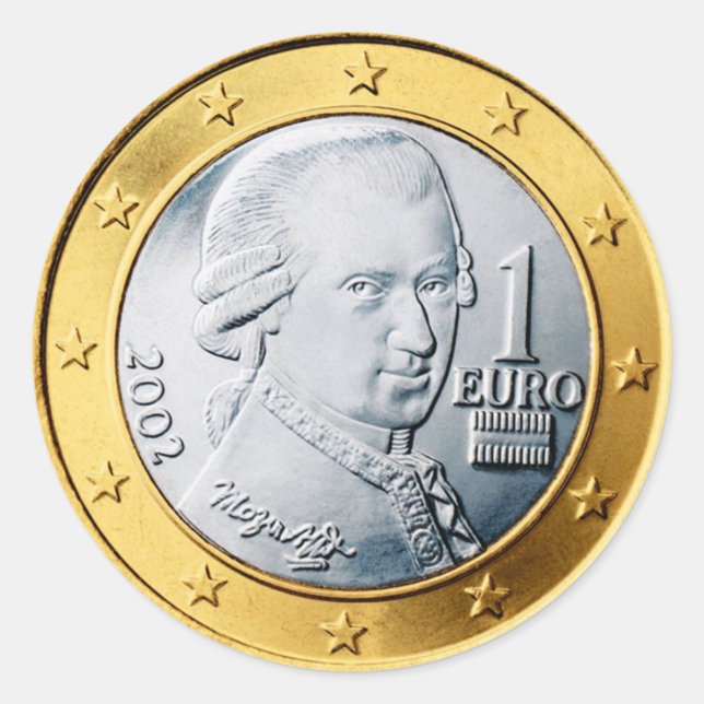 Euro Mozart Coin Classic Round Sticker (Front)