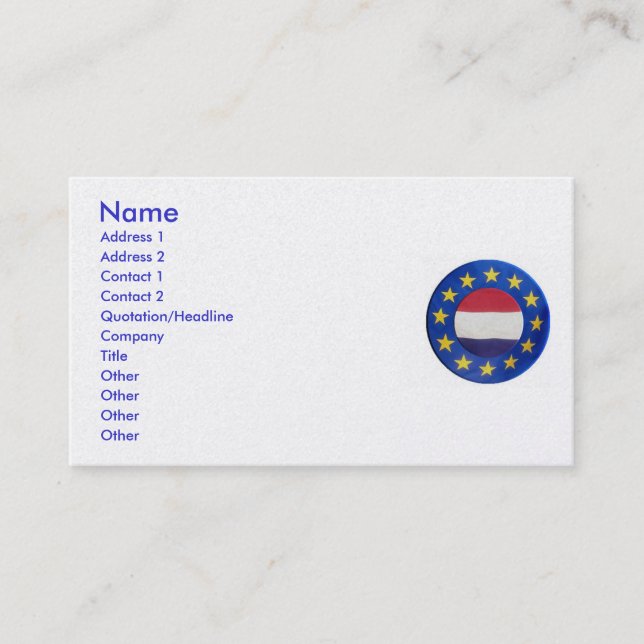 Euro Netherlands Business Card (Front)