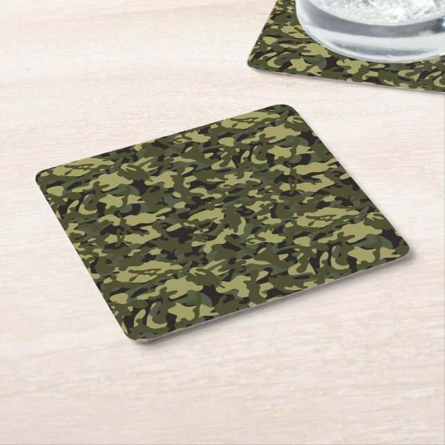 Euro Spring Camouflage Tissue Paper Square Paper Coaster (Angled)