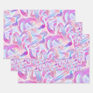 eurobeat holorave - pink and blue : wrapping paper sheet