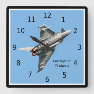 Eurofighter Typhoon military plane, personalised Square Wall Clock