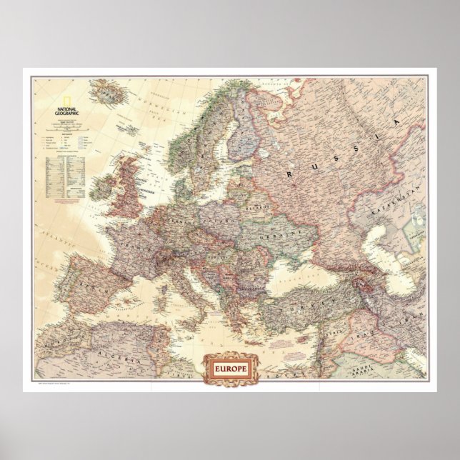 " Europa: 2008/heute - Detaillierte Landkarte Poster (Front)