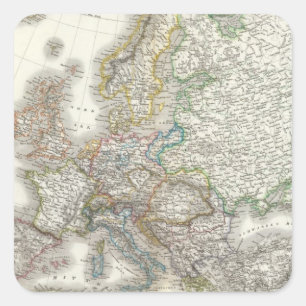 Europa Atlas Map Square Sticker