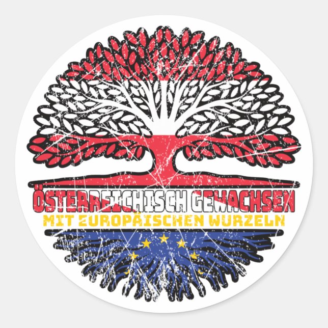 Europa Europäisch Österreichisch Österreich Baum Classic Round Sticker (Front)