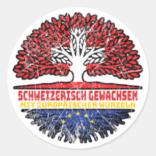 Europa Europäisch Schweizer Schweiz Baum Wurzel Classic Round Sticker