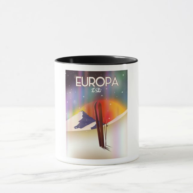 Europa - Moon of Jupiter Space Art. Mug (Center)
