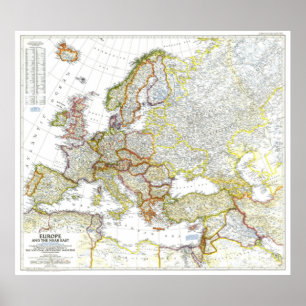 " Europe: 1949 - And the Middle East Map Poster