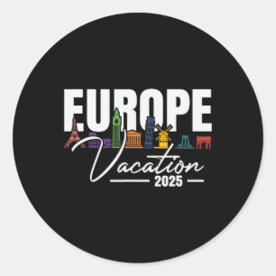 Europe 2025 Family Vacation Souvenir Trip Summer - Classic Round Sticker