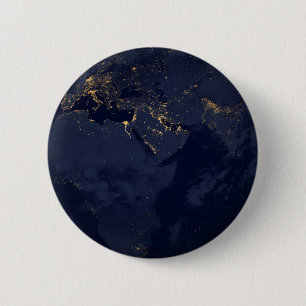 Europe, Africa & Middle East City Lights At Night 6 Cm Round Badge