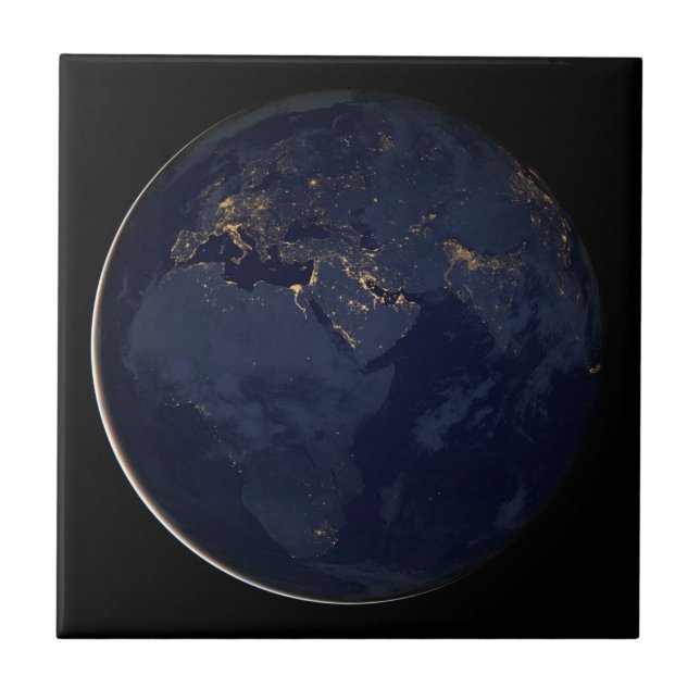 Europe, Africa & Middle East City Lights At Night Ceramic Tile (Front)