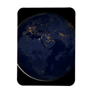 Europe, Africa & Middle East City Lights At Night Magnet