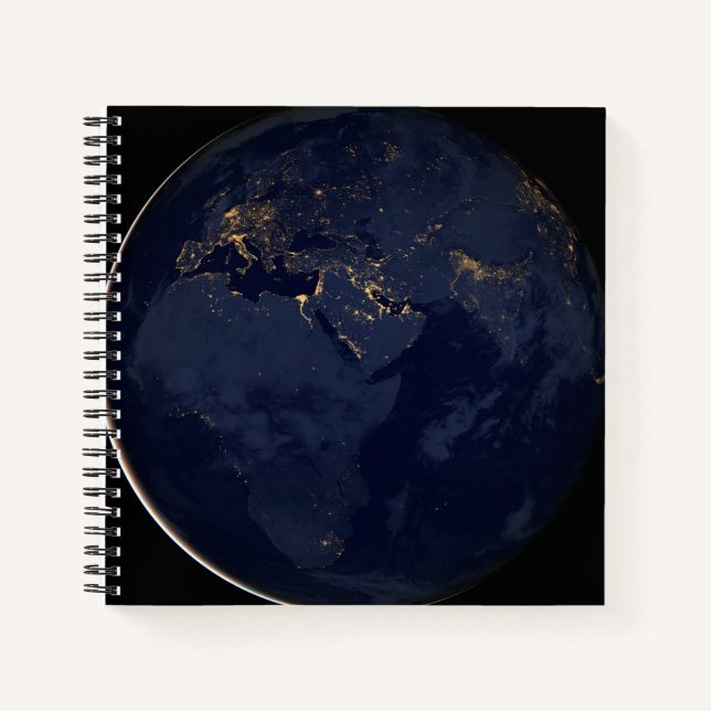 Europe, Africa & Middle East City Lights At Night Notebook (Front)