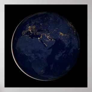 Europe, Africa & Middle East City Lights At Night Poster