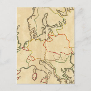Europe and Major Cities Outline Postcard