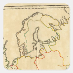 Europe and Major Cities Outline Square Sticker