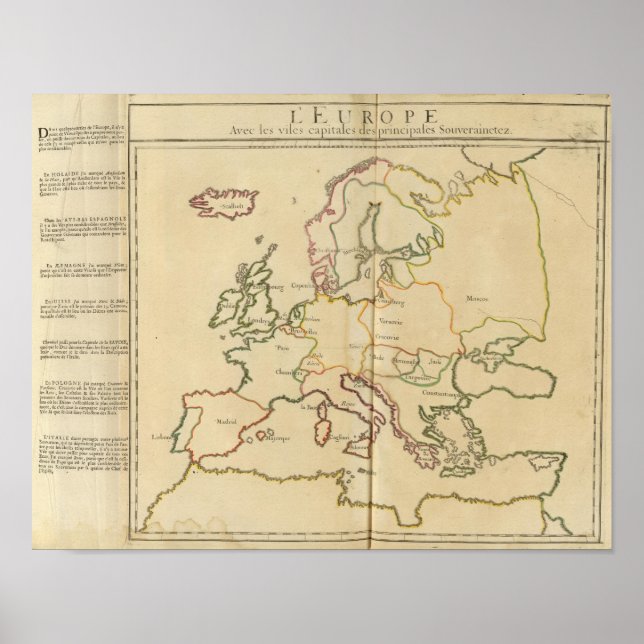 Europe and Major Cities Poster (Front)