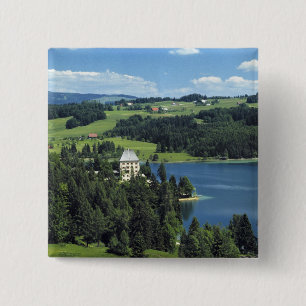 Europe, Austria, Fuschl. Schloss Fuschl Castle 15 Cm Square Badge