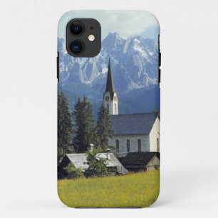 Europe, Austria, Gosau. The spire of the church iPhone 11 Case