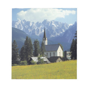 Europe, Austria, Gosau. The spire of the church Notepad