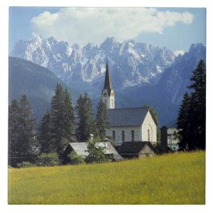 Europe, Austria, Gosau. The spire of the church Tile