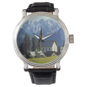 Europe, Austria, Gosau. The spire of the church Watch